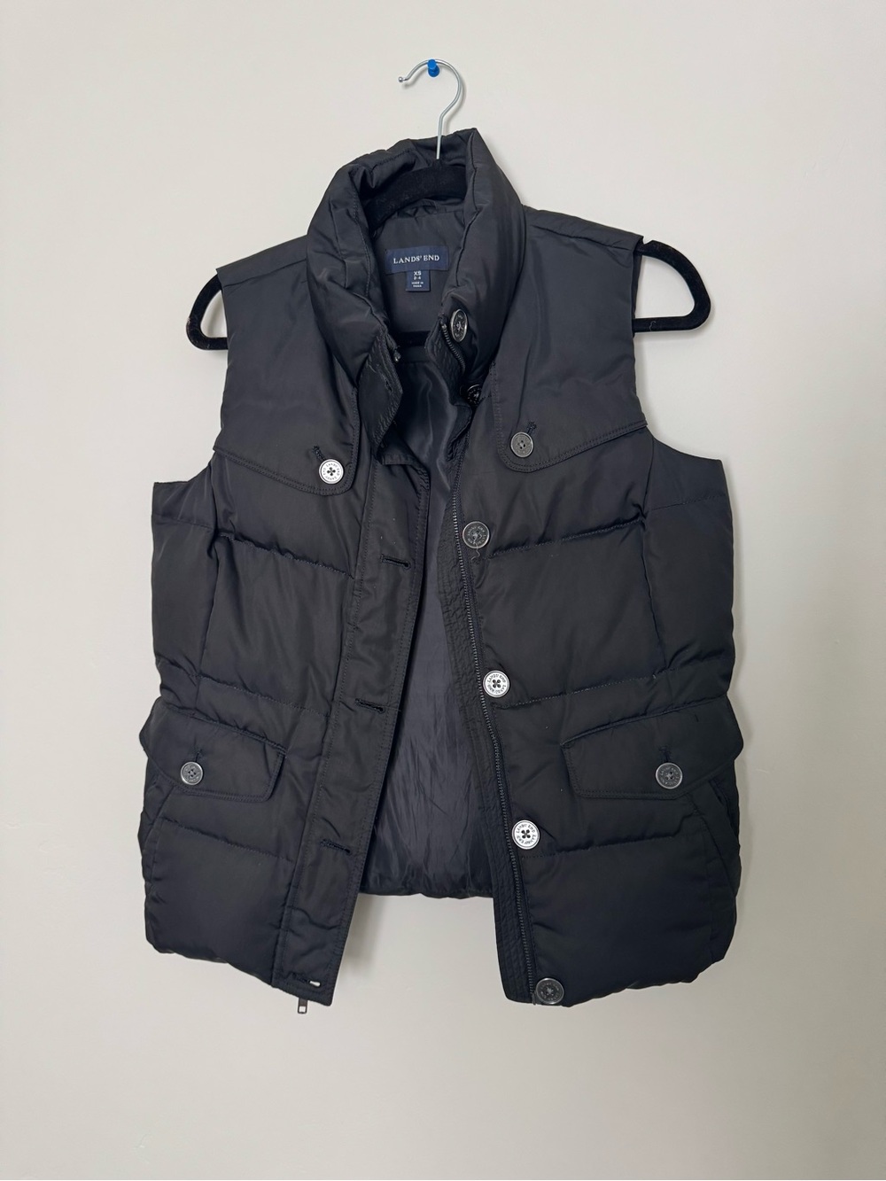 Lands' End Black Quilted Insulated Vest